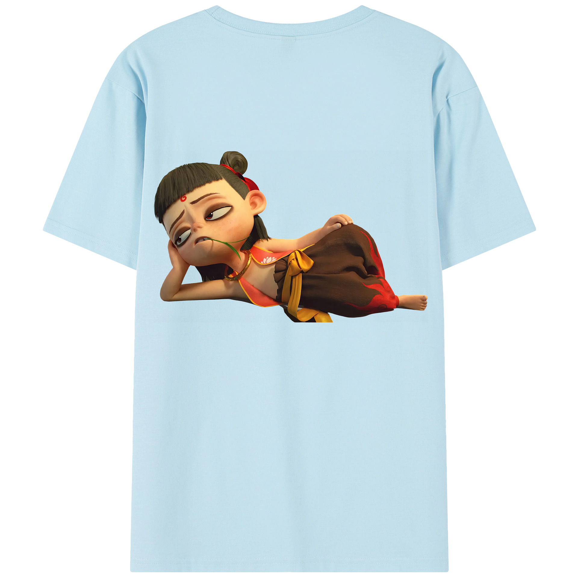 （画像用） Ne Zha 2 ナタ 魔童の大暴れ 綿100％半袖Tシャツ（背面プリント）